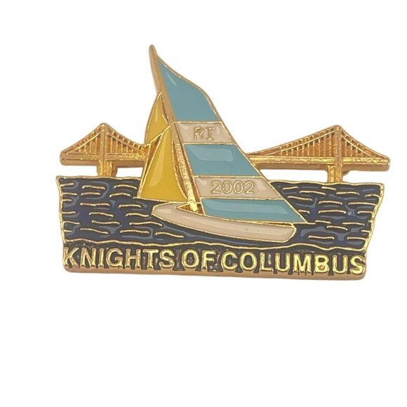Knights Of Columbus 2002 Enamel Pin Sailboat & Bridge Design - Picture 2 of 6